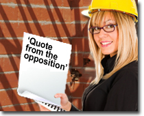 Photo of a site supervisor holding a quote from the opposition.