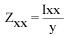 An equation: Zxx = I xx divided by y. 