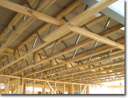 Photo of truss floor joists.