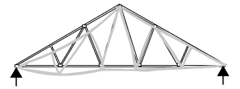Diagram of the effect on a roof truss of a web cut. 