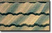 Photo of roof with steel pressed tiles.