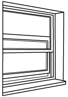 Diagram of a window that slides open vertically.