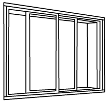 Diagram showing a sliding window that opens to one side.