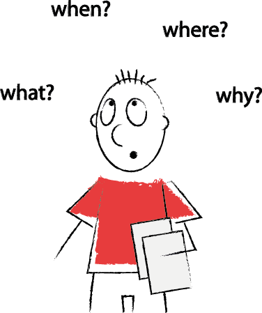 Confused student thinking 'What? When? Where? Why'