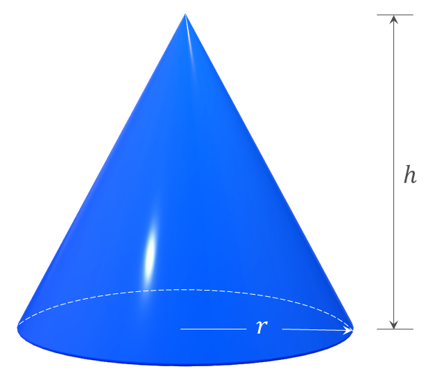Right circular cone of radius r and height h