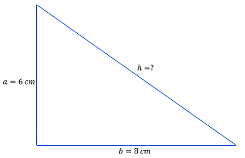 a right angled triangle with the shorter sides equal to 6 and 8 centimetres respectively