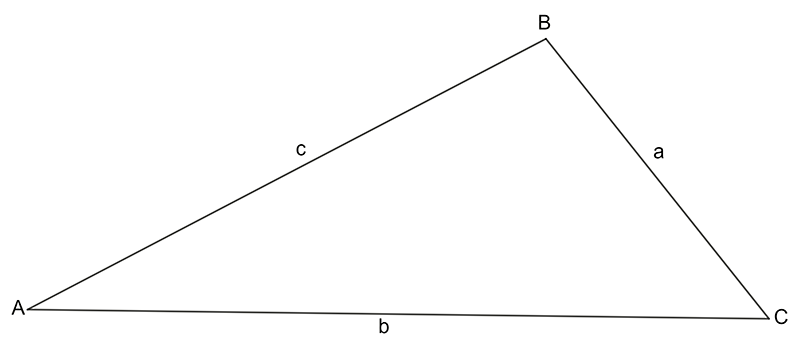 a triangle with sides a, b and c and opposite angles capital A, capital B and capital C respectively