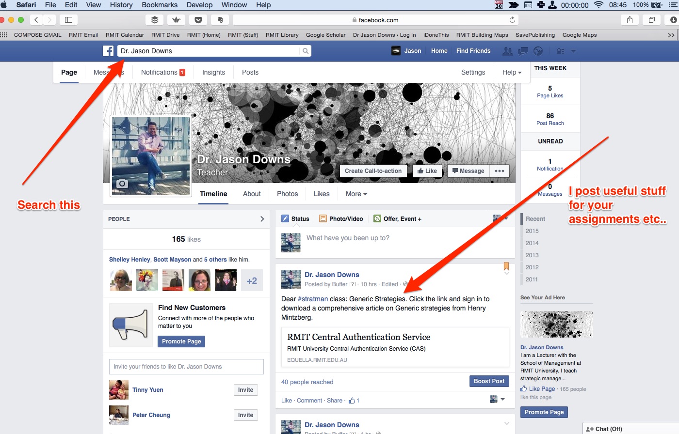 Example of social media integration (FaceBook)